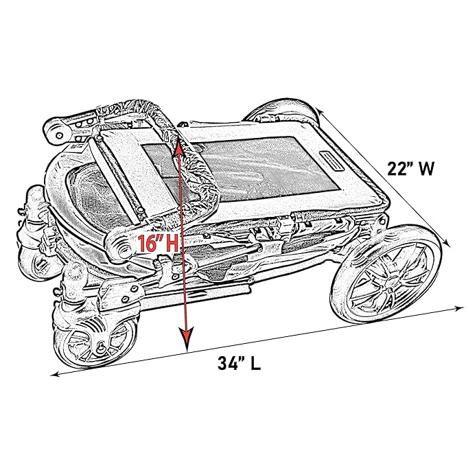 Pet Gear NO-Zip Pet Stroller with Dual Entry, Push Button Zipperless Entry for Single or Multiple Dogs/Cats, Pet Can Easily Walk in/Out, Gel-Filled Tires, Cherry, Excursion