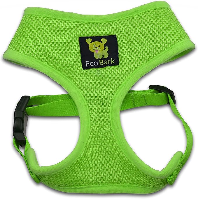 EcoBark Dog Harness - Eco-Friendly Max Comfort Harnesses - Luxurious Soft Mesh Halter - Over The Head Harness Vest- No Pull and No Choke for Small, Toy Breed, and Teacup Dogs (XS, Green)