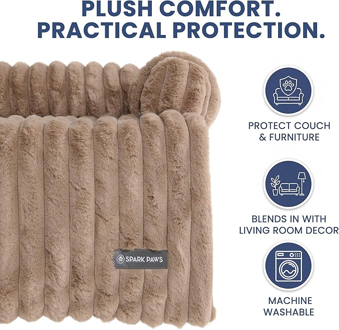Spark Paws Luxury Dog Couch Cover Bed, Calming Pet Furniture Protector for Large & Small Dogs, Washable Bolster Dog Bed for Couch, Sofa & Bed - Brown, XL