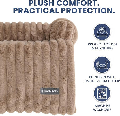 Spark Paws Luxury Dog Couch Cover Bed, Calming Pet Furniture Protector for Large & Small Dogs, Washable Bolster Dog Bed for Couch, Sofa & Bed - Brown, Large