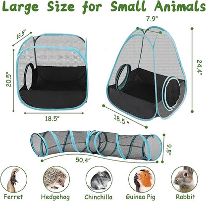 YUEPET Outdoor Guinea Pigs Playpen with Tunnel Pop up Bunny Enclosure Portable Cube Tent Collapsible Small Animal Playpen for Rabbit Guinea Pig Ferret Hamster Kitten Puppy Exercising Hiding Playing