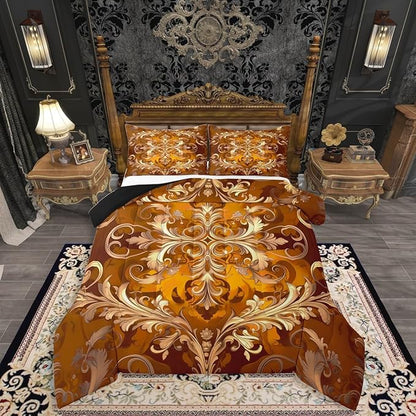 Erosebridal Retro Floral Twin Size Comforter Set, Bohemian Flowers Chic Paisley Microfiber Bedding for Kids Boys Girls, Victorian Baroque Hippie Bed Sets, Vintage Fashion Bedding Comforter Sets
