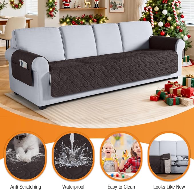 VANSOFY Couch Cover, Waterproof Sofa Covers Washable Slipcover Furniture Protector Couch Seat Covers Non-Slip Couch Cover for Dogs, Pets(Oversized Sofa, Chocolate)