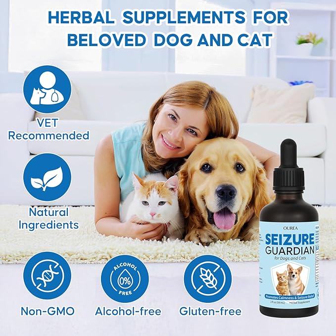 Yakucho Seizure Guardian for Dogs and Cats, Nervous System Support for Dogs and Cats, Supports Relaxation & Calm Behavior, Natural Herbal Formula, Easy to Use – 59 mL