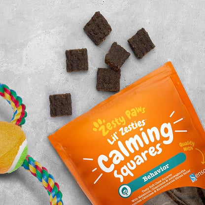 Zesty Paws Flavored Soft Chews - Calming for Dogs Anxiety Composure Relief with Ashwagandha Melatonin Chamomile Passionflower Dog Stress Separation Aid for Fireworks and Thunder 10 oz…