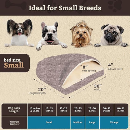 Snoozer Pet Products Luxury Rectangle Cozy Cave Dog Bed with Microsuede, Showdog Collection, Small, Merlin Linen
