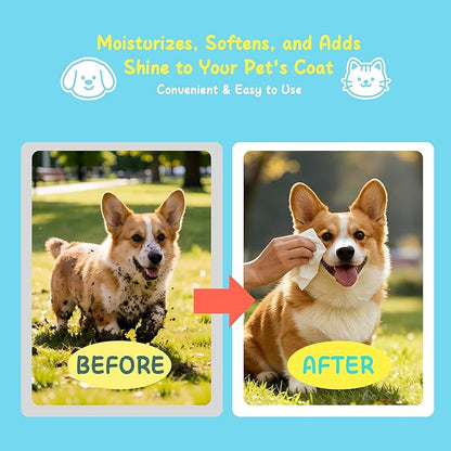 Pet Wipes for Dogs and Cats, Deodorizing Dog Cleaning Wipes with Coconut Extract, Extra Thick Hypoallergenic Dog Wipes for Paws and Butt Ears Eyes Coats, 100 Count