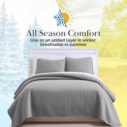 Southshore Fine Living, Inc. Comforter Quilt, King Size Bedding Set, Cal King Quilt Coverlet Set with 2 Shams, Soft Brushed Lightweight Bedspread, Pet Hair Resistant, Steel Grey