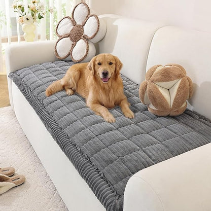OstepDecor Washable Couch Cover for Dogs, Thick Pet Friendly Sofa Covers, Soft Couch Protector, Paw Cart Sofa Slipcovers, Cushion Protector for Leather, Sectional, Loveseat (27.6" x 47.2", Dark Grey)