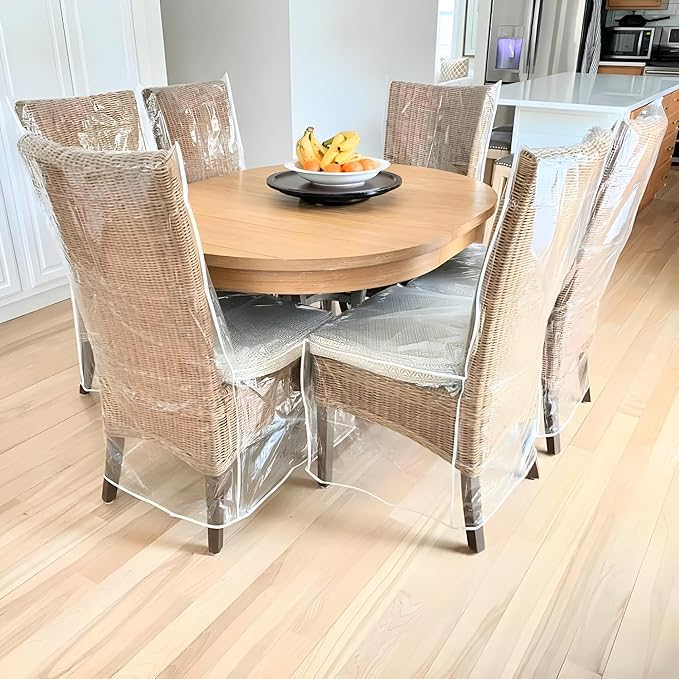 Evelots Dining Room/Kitchen Chair Cover/Protector-6 Pack- Heavy Duty Clear PVC Vinyl-No Dust/Spill/Pet Hair/Pet Claws, Easy Clean Slipcover