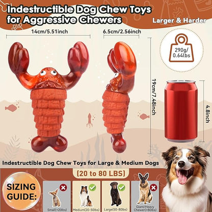 BIKIISEN Squeaky Dog Toys for Aggressive Chewers for Large Dogs, Interactive Chew Toys to Keep Them Busy, Indestructible Toys, Tough Toys for Medium Large Dogs (Red)