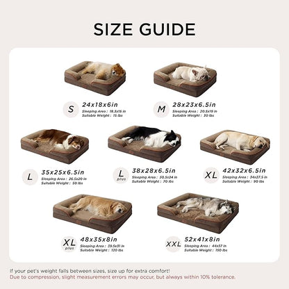 Bedsure Orthopedic Dog Beds Large Sized Dog - Washable Large Dog Cat Bed Waterproof, Comfort Dogs Couch Sofa with Washable Removable Cover, Pet Bed with Nonskid Bottom, Brown, 35"