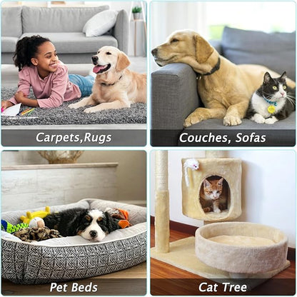 Carpet Rake for Pet Hair Removal - Reusable Pet Hair Remover, 60” Adjustable Long Handle Cat Dog Carpet Rake Scraper with Patented Design, Dog Hair Rake Brush for Rugs, Mats