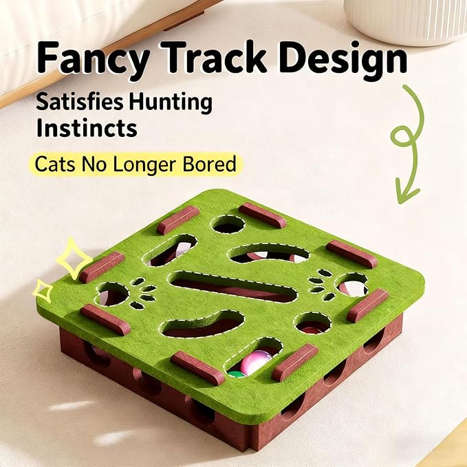Cat Scratch Puzzle Enrichment Box, Kitten Nail File Scratcher, Interactive Cat Nail File Enrichment Box, Mental Felt Maze Box Stress Free Alternative to Clippers And Grinders (Camel, No Install)
