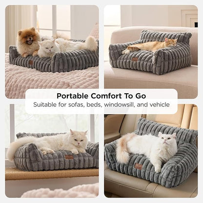 Joydeco Cat Couch for Pets, 36 inch Plush Pet Sofa, Cat Bed for Indoor Cats with Removable Washable Cover, Supportive Pet Sofa, Drak Grey
