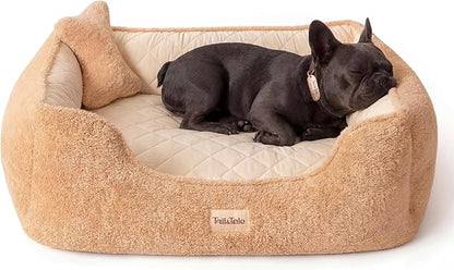 Cooling Orthopedic Dog Bed for Small Dogs & Puppies - Memory Foam for Joint Pain & Arthritis, Pet Bed w/Washable Removable Cover & Waterproof Liner, Dog Couch w/Raised Bolster & Non-Slip Base