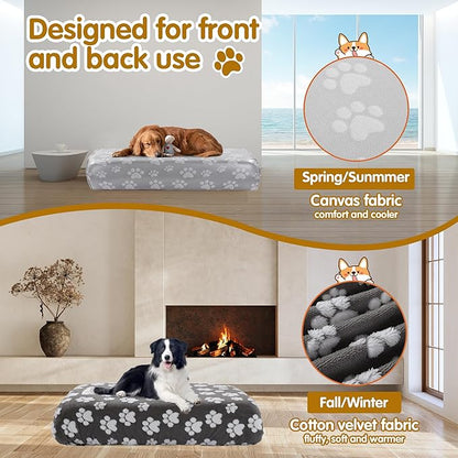 BALAPET Washable Dog Bed Cover 100% Waterproof, Soft Plush Velvet Dog Bed Covers Replacement Only, Fitted Reusable Cover for Pet Mat Bed(Dark Gray,44x35x6in)