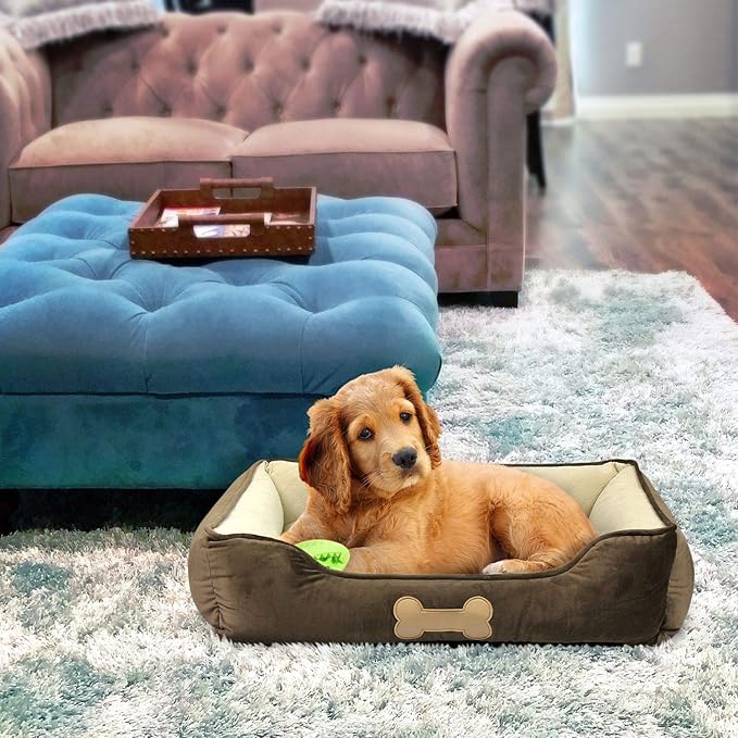 – Premium Dog or Cat Bed | Large Dog Bed Measures 30 x 23 x 7, Perfect for Pets up to 55 lbs. | 100% Polyester Pet Bed with Anti-Skid Bottom | Dark Brown