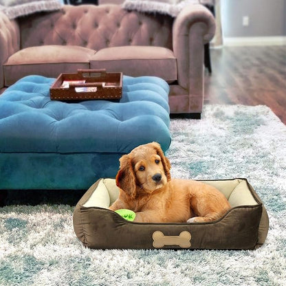 – Premium Dog or Cat Bed | Large Dog Bed Measures 30 x 23 x 7, Perfect for Pets up to 55 lbs. | 100% Polyester Pet Bed with Anti-Skid Bottom | Dark Brown