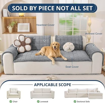OstepDecor Washable Couch Cover for Dogs, Thick Pet Friendly Sofa Covers, Soft Couch Protector, Paw Cart Sofa Slipcovers, Cushion Protector for Leather, Sectional, Loveseat (27.6" x 70.9", Blue Grey)