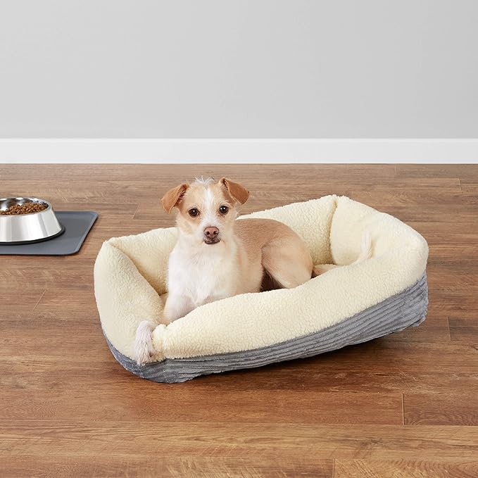 Amazon Basics Anti-Slip Self-Warming Pet Bed For Cat or Dog, Rectangle, Grey, 24"L x 20"W x 7"H