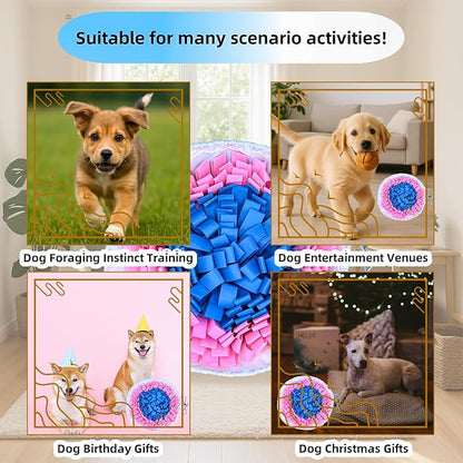 Snuffle Mat for Dogs, Large Dog Snuffle Mat 19'' x 19'' Enrichment Interactive Dog Puzzle Toys for Cats Dogs Encourage Natural Foraging Skills and Olfactory Training Stress Relievers Pink-Blue