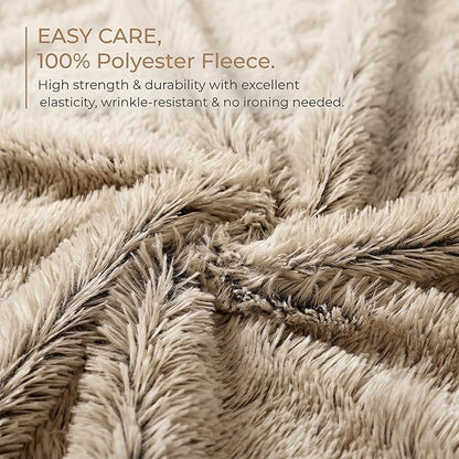 PJYuCien Dog Blanket for Dogs, Puppies and Pets, Lightweight & Portable Fluffy Fleece Throw, Super Soft Plush Cat Blanket for Couch/Car Seat/Furniture, Machine Washable, 16"x24", Beige