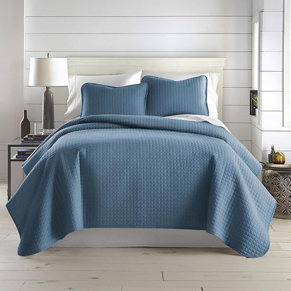Southshore Fine Living, Inc. Summer Quilt King Size Bedding Set with 2 Pillow Shams, Lightweight Bedspreads King Size, Blue Coverlet Quilt Comforter, Pet Hair Resistant Bedding, Coronet Blue Quilt
