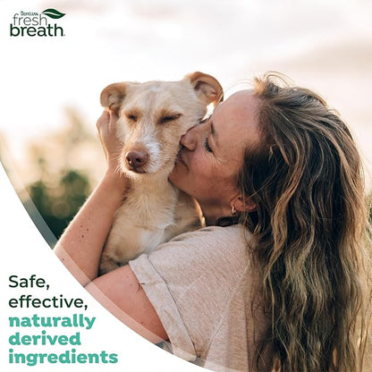 TropiClean Fresh Breath Dog Teeth Cleaning Dental Wipes, Finger Wipes for Plaque & Tartar Removal + Baking Soda, Easy to Use Dog Dental Care, 50ct