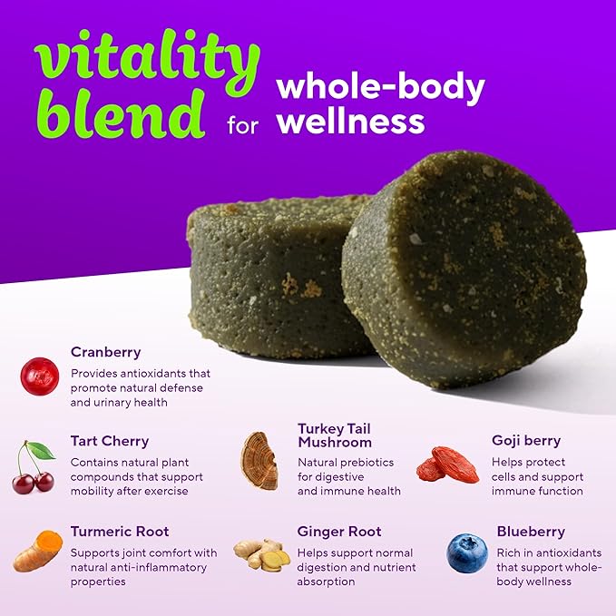 VitaFusion Dog Hip and Joint Supplement Glucosamine, Chondroitin, MSM, Omega-3 & Green-Lipped Mussel, Superfoods Blend. Flexibility and Cartilage Health. Wellness for Puppies to Senior Dogs,120 Chews.