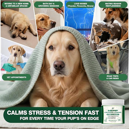 180 Soft Chews, Calming Chews for Dogs, Dog Calming Treats Helps with Anxiеty Rеlief, Separation, Strеss, Fireworks, Travel, Barking, Composure, Natural Dog Supplements