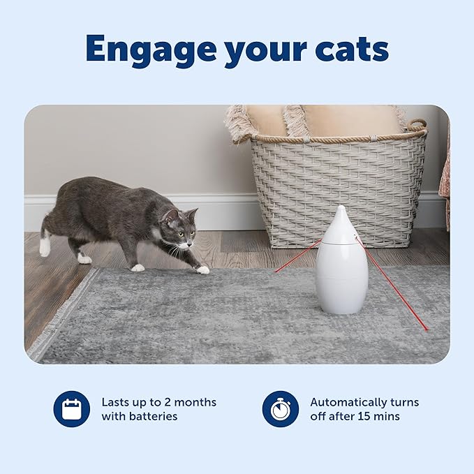 PetSafe Zoom Rotating Laser Cat Toy - Encourages Multi-Cat Play - Dual Red Laser Beams - Motion Toy - Whisper Quiet Operation - Battery Operated