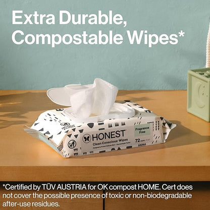 The Honest Company Hypoallergenic Multi-Use Baby Wipes for Sensitive Skin Baby Pattern Play 288 Count