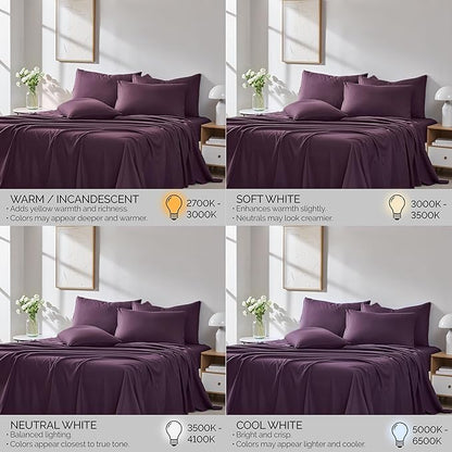 Southshore Fine Living, Inc. 6-Piece, 21-Inch Queen Deep Pocket Sheet Set, Wrinkle Free Sheets Queen Size Bed Set, 1 Full Elastic Fitted Sheet, 1 Oversized Flat, 4 Purple Pillow Cases, Purple Sheets