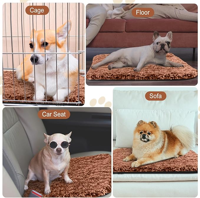 Drydiet 4 Pack Self Warming Cat Pads Self Heating Cat Mat Washable Homeless Dogs Thermal Pads Kennel Pad Reflects Body Heat Warm Crate Bed Mat for Indoor Outdoor Pet(Brown,16 x 20 Inch)