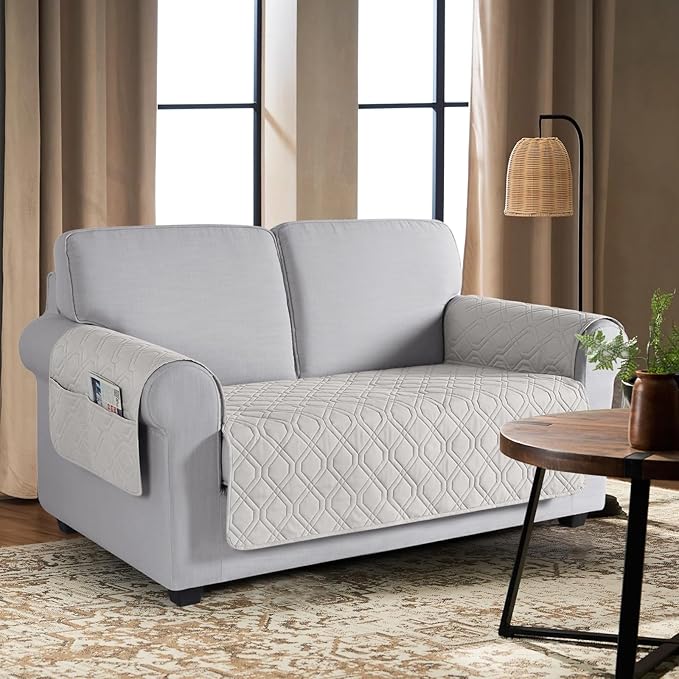 VANSOFY Couch Cover, Waterproof Sofa Covers Washable Slipcover Furniture Protector Couch Seat Covers Non-Slip Couch Cover for Dogs, Pets(Loveseat Plus, Off White)