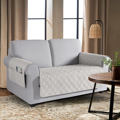 VANSOFY Couch Cover, Waterproof Sofa Covers Washable Slipcover Furniture Protector Couch Seat Covers Non-Slip Couch Cover for Dogs, Pets(Loveseat Plus, Off White)