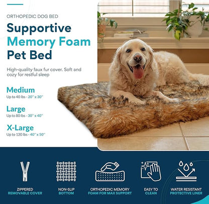 MAVERICK Premium Dog Bed, Orthopedic Dog Bed with High-Grade Memory Foam, Luxurious Faux Fur Sleep Surface, Water-Resistant Liner, Removable & Washable Cover, Non-Slip Bottom for Comfort & Support