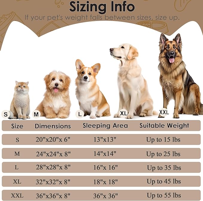 Extra Large Dog Beds, 36 Inch Human Dog Anxiety Relief Comfort Bed, Indestructible & Chew Proof Pet Beds (Camel)