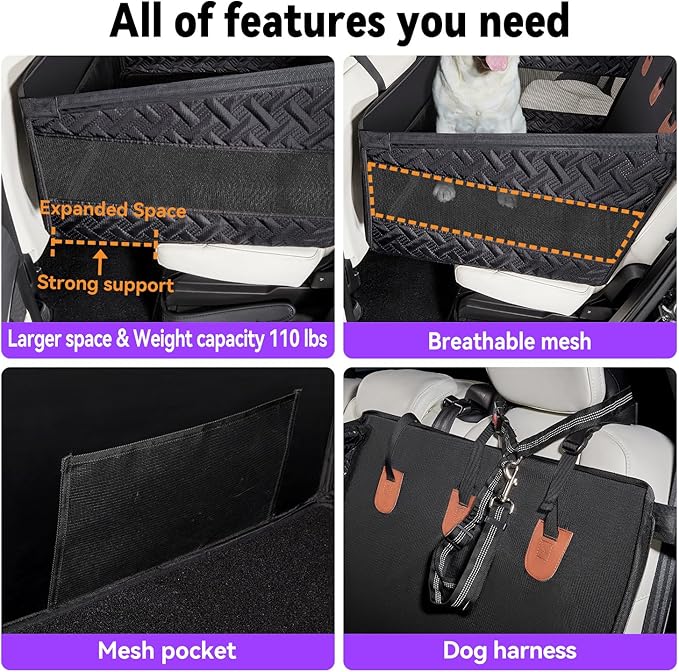 TKYZ Dog Car Seats for Large Medium Dogs Car Seat Cover,Puppy Pet Carseats(Black, Large Dog)