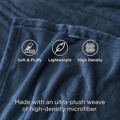 Bedsure GentleSoft Fleece Throw XL Blanket Mineral Blue - 300GSM Soft Lightweight Plush Cozy Blankets for Bed, Sofa, Couch, Travel, Camping, 50x70 inches