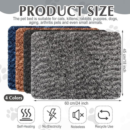 Drydiet 4 Pack Self Warming Cat Pads Self Heating Cat Mat Washable Homeless Dogs Thermal Pads Kennel Pad Reflects Body Heat Warm Crate Bed Mat for Indoor Outdoor Pet(Mixed Colors,18 x 24 Inch)