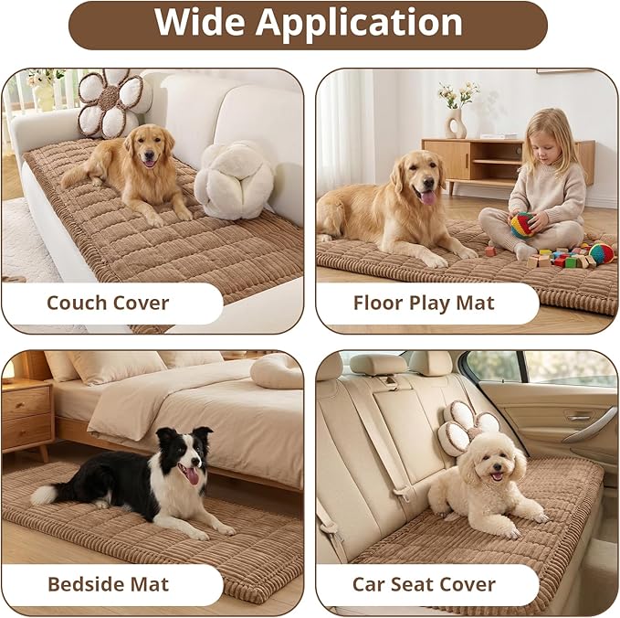 OstepDecor Washable Couch Cover for Dogs, Thick Pet Friendly Sofa Covers, Soft Couch Protector, Paw Cart Sofa Slipcovers, Cushion Protector for Leather, Sectional, Loveseat (27.6" x 59", Brown)