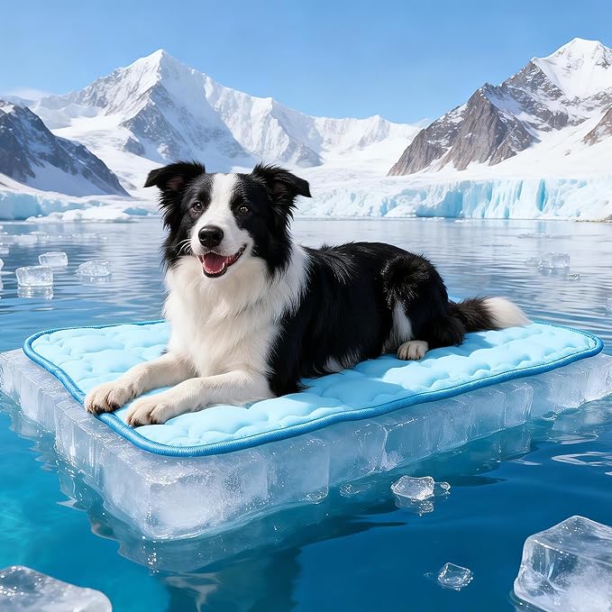 Dog Cooling Mat, Double-Sided with Cooling Fabric & Warm Flannel, 35.4" x 23.6" Thickened Cooling Mat for Dogs, No Electricity Needed, Machine Washable, Portable Crate Pad for Indoor & Outdoor Use