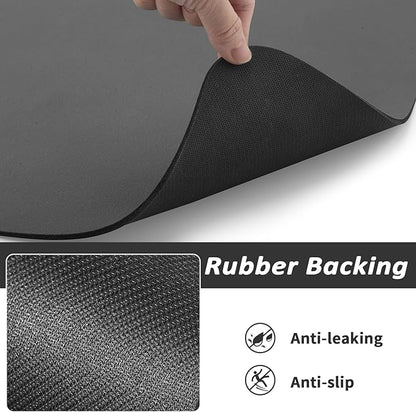 HotLive Dog Food Mat - Absorbent Cat Mat for Food and Water, No Stains Pet Feeding Bowl Mat, Easy to Clean Pet Placemats, Quick Dry Dog Water Dispenser Mat for Messy Drinkers | Paw Dark Grey 24"x 36"