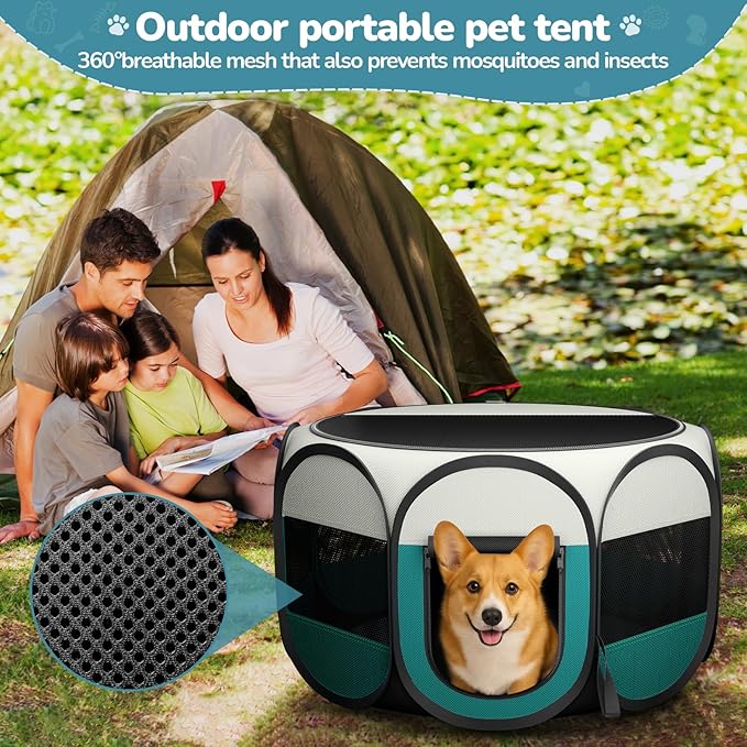 Foldable Large Playpen for Cat Dog - Portable Cats Dogs Kennel Pop Up Dog Playpens, Small Pets CrateTent Cage with Carrying Case for Outdoor Travel
