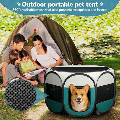 Foldable Large Playpen for Cat Dog - Portable Cats Dogs Kennel Pop Up Dog Playpens, Small Pets CrateTent Cage with Carrying Case for Outdoor Travel