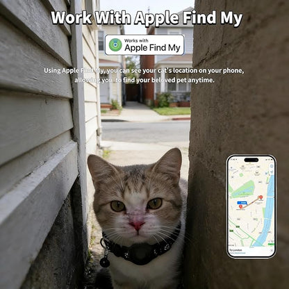 Pet Tracker,GPS Collar for Cats (iOS Only) Smart tag,Waterproof Compatible with Apple Find My,No Monthly Fee,Advanced Tracking Solution Smart Collar for Pet Safety Ideal Small Large Cats