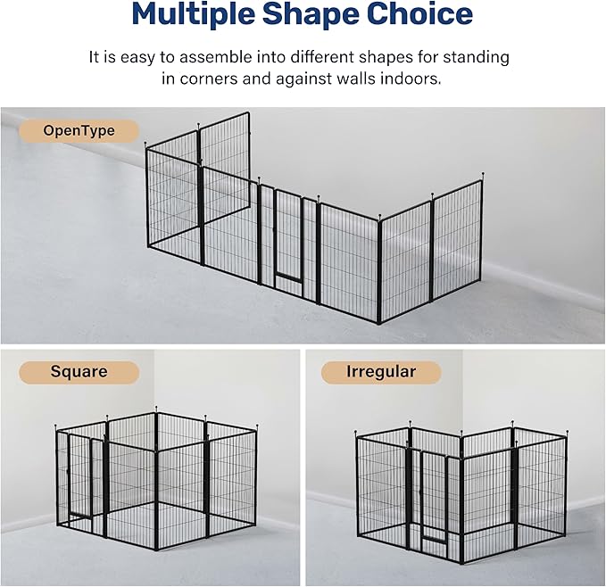 HealSmart Dog Playpen 40 Inch 8 Panels, Heavy Duty Metal Portable Pet Playpen Indoor Outdoor for Camping, Yard, RV, Garden Fence, Privacy Patio, Black