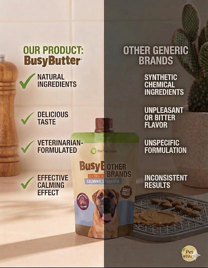 Pet Naturals BusyButter Extra Strength Calming Peanut Butter for Dogs - Great for Dog Toys, Lick Mats, Training, Calming Treats, Dog Anxiety Relief, Grooming, Treats and More - 1 6oz Pouch